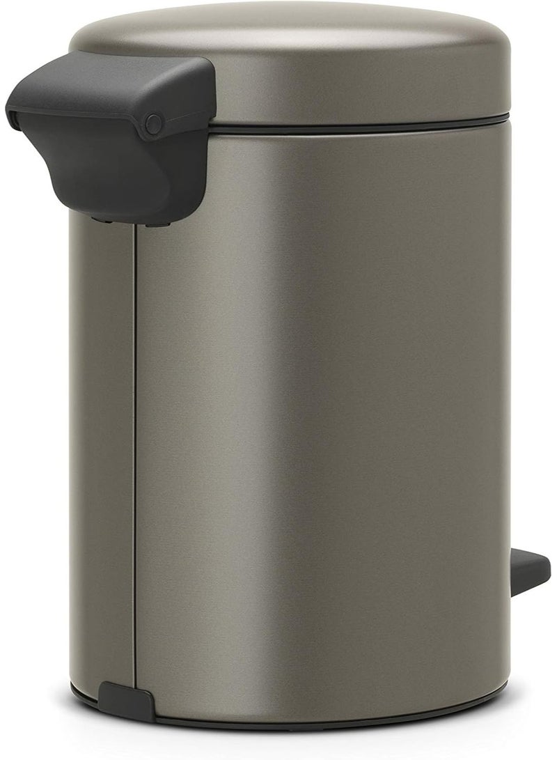 Brabantia 113246 NewIcon Pedal Bin with Plastic Inner Bucket, 3 Litre, Platinum - Image 3